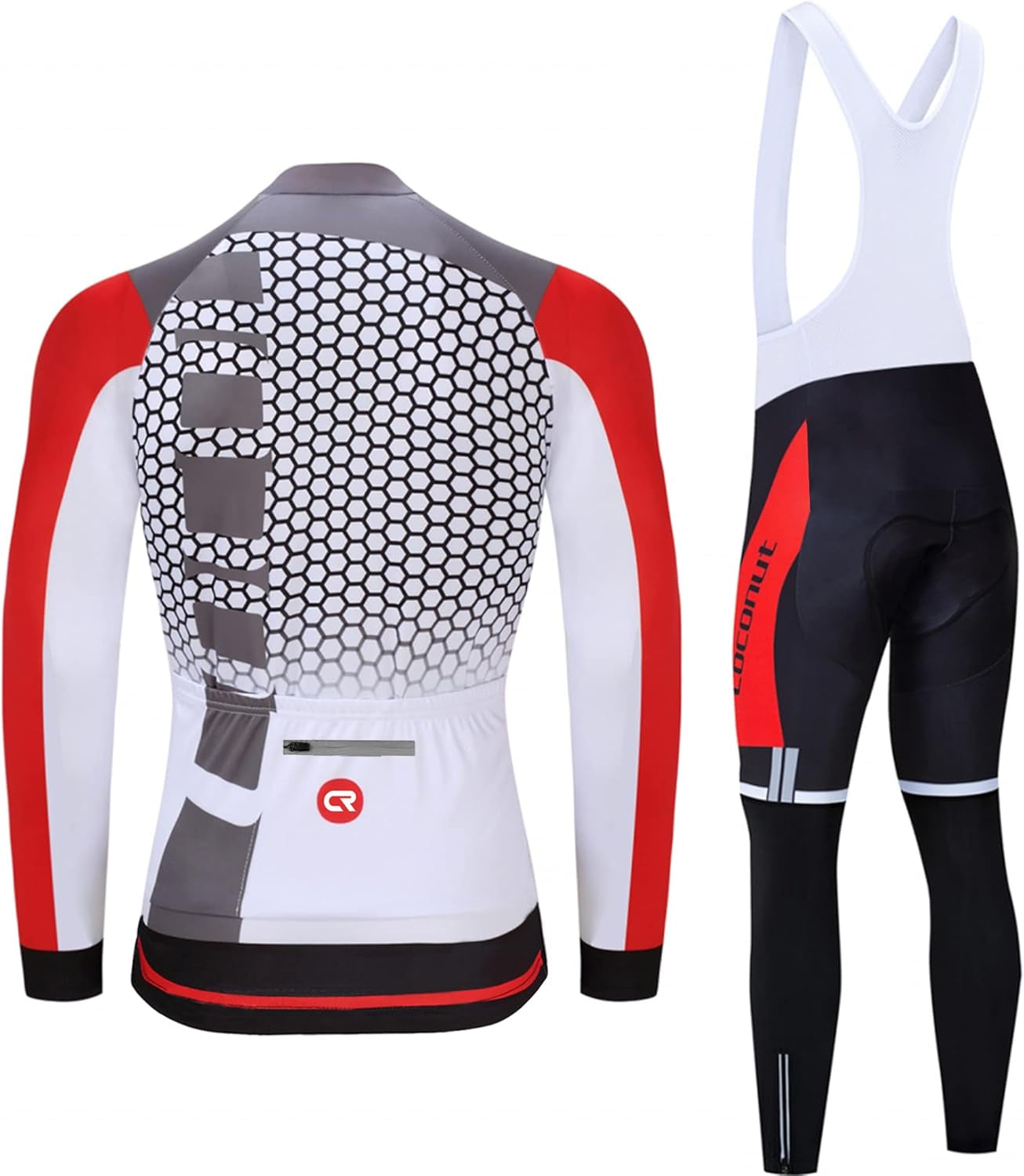 CR Men'S Cycling Clothing Set Long Sleeve Cycling Jersey Zipper Pocket Bike Outfit Cycling Bib Pants 3D Padded