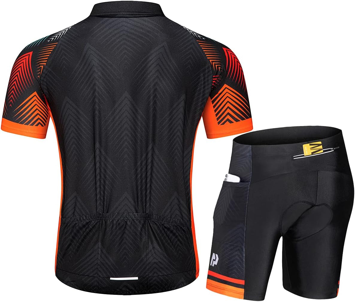 Men'S Cycling Jersey Set, Quick-Dry Bike Jersey Suits Bicycle Short Outfits Cycling Clothing Kit - 3D Padded Shorts Black Orange Small