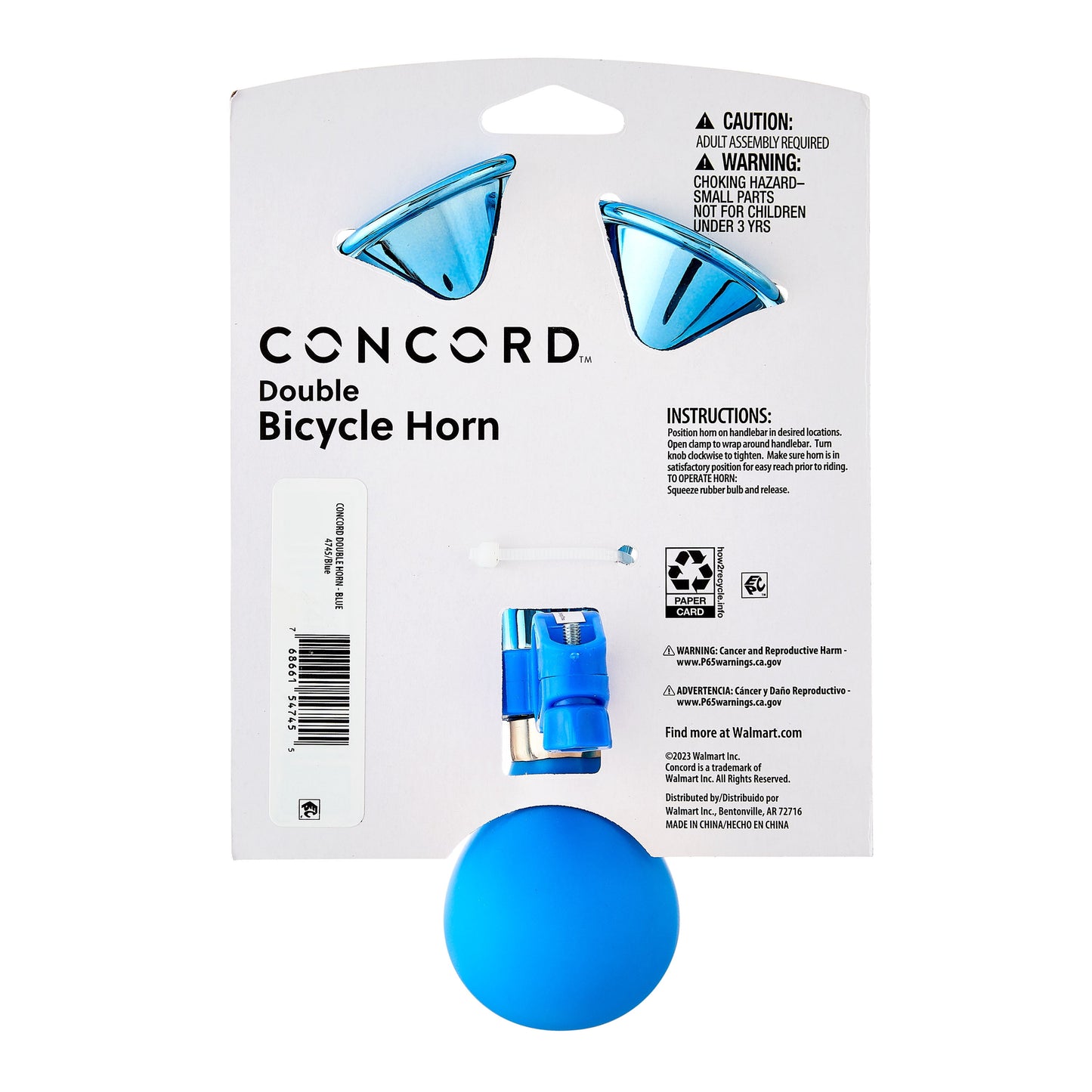 Concord Double Bicycle Horn, Blue