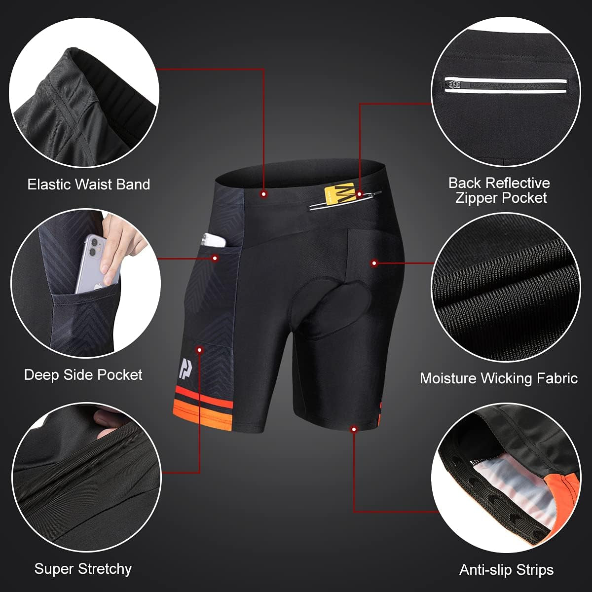 Men'S Cycling Jersey Set, Quick-Dry Bike Jersey Suits Bicycle Short Outfits Cycling Clothing Kit - 3D Padded Shorts Black Orange Small