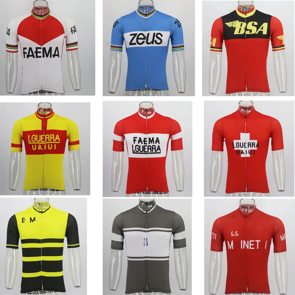 Retro Cycling Jersey Ropa Ciclismo Men Short Sleeve Bike Wear Jersey Summer Classic Cycling Clothing