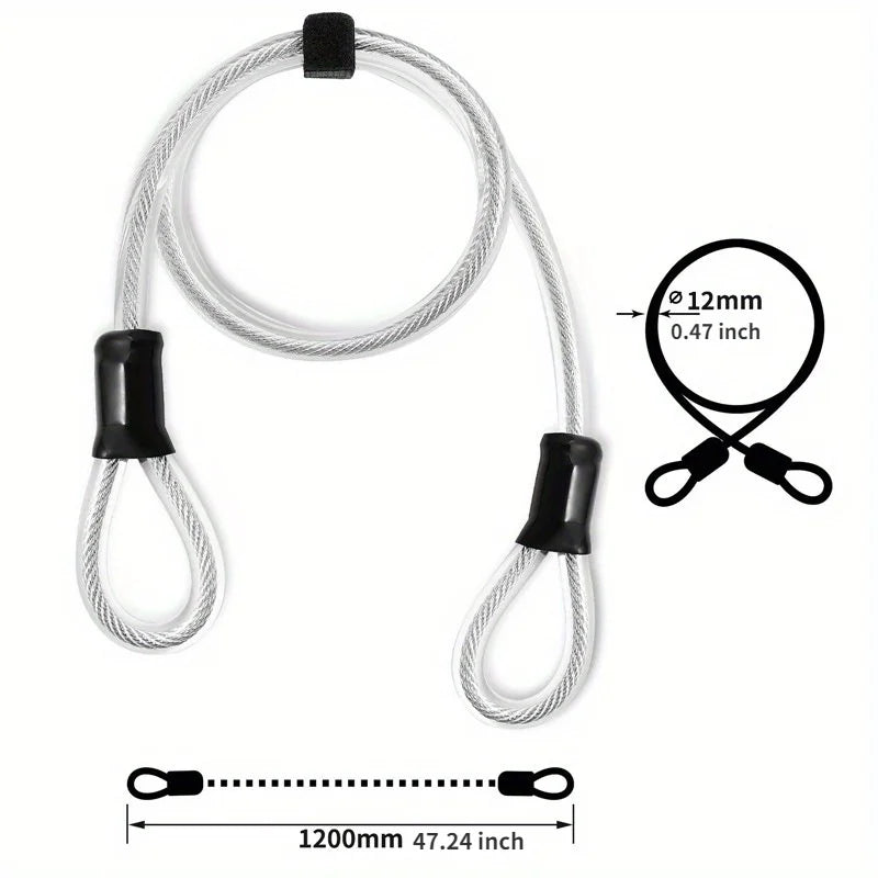 1.2M Bike Lock-Anti-Theft Security Cable Chain for Cycling,Motorcycle,Helmet Protection Bicycle Accessories