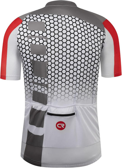 CR Mens Cycling Jersey Short Sleeve Road Bike Shirt with 3+1 Zipper Pockets Breathable Quick Dry