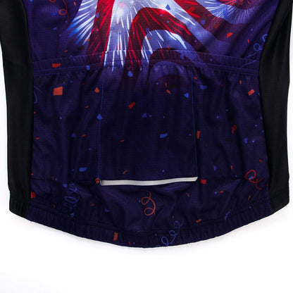 Mens Cycling Jersey Short Sleeves Mountain Bike Shirt MTB Top Zipper Pocket Reflective Skull