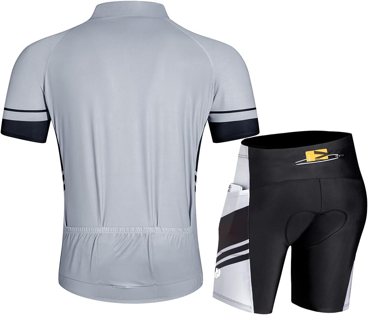 Men'S Cycling Jersey Set, Quick-Dry Bike Jersey Suits Bicycle Short Outfits Cycling Clothing Kit - 3D Padded Shorts Black Gray Xx-Large