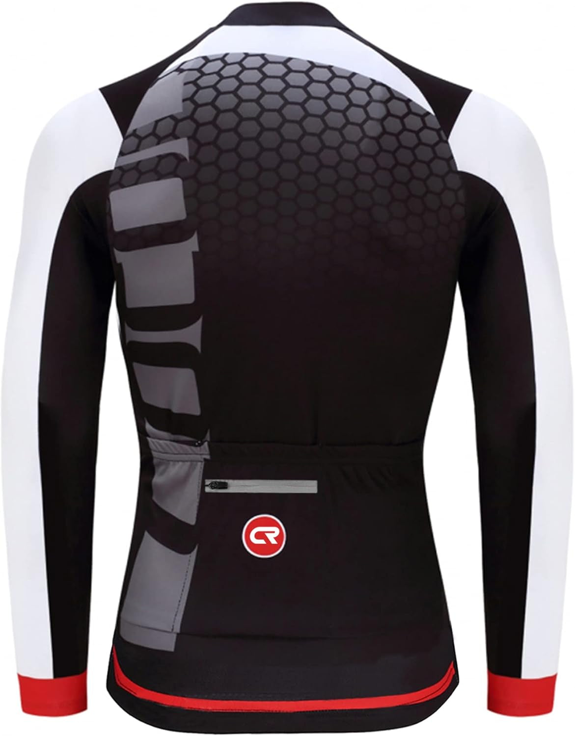 CR Long Sleeve Cycling Jersey Mens, 3+1 Zipper Pockets Bicycle Tops Quick Dry Breathable Biking Shirt