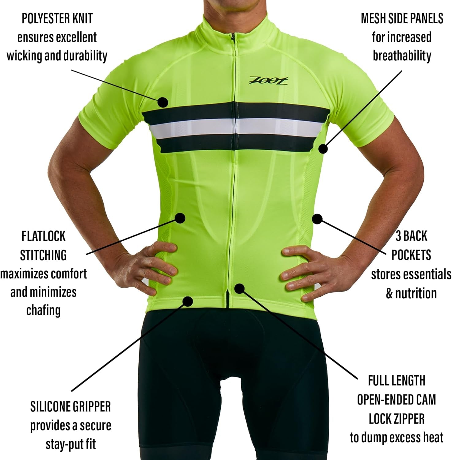 Men'S Core Cycling Jersey, Breathable Short Sleeve Road Bike Tri Jersey, Moisture Wicking, 3 Rear Pockets, UPF 30 Fabric