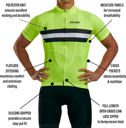 Men'S Core Cycling Jersey, Breathable Short Sleeve Road Bike Tri Jersey, Moisture Wicking, 3 Rear Pockets, UPF 30 Fabric