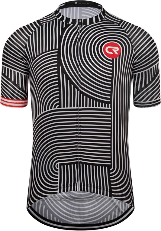 CR Mens Cycling Jersey Short Sleeve Road Bike Shirt with 3+1 Zipper Pockets Breathable Quick Dry