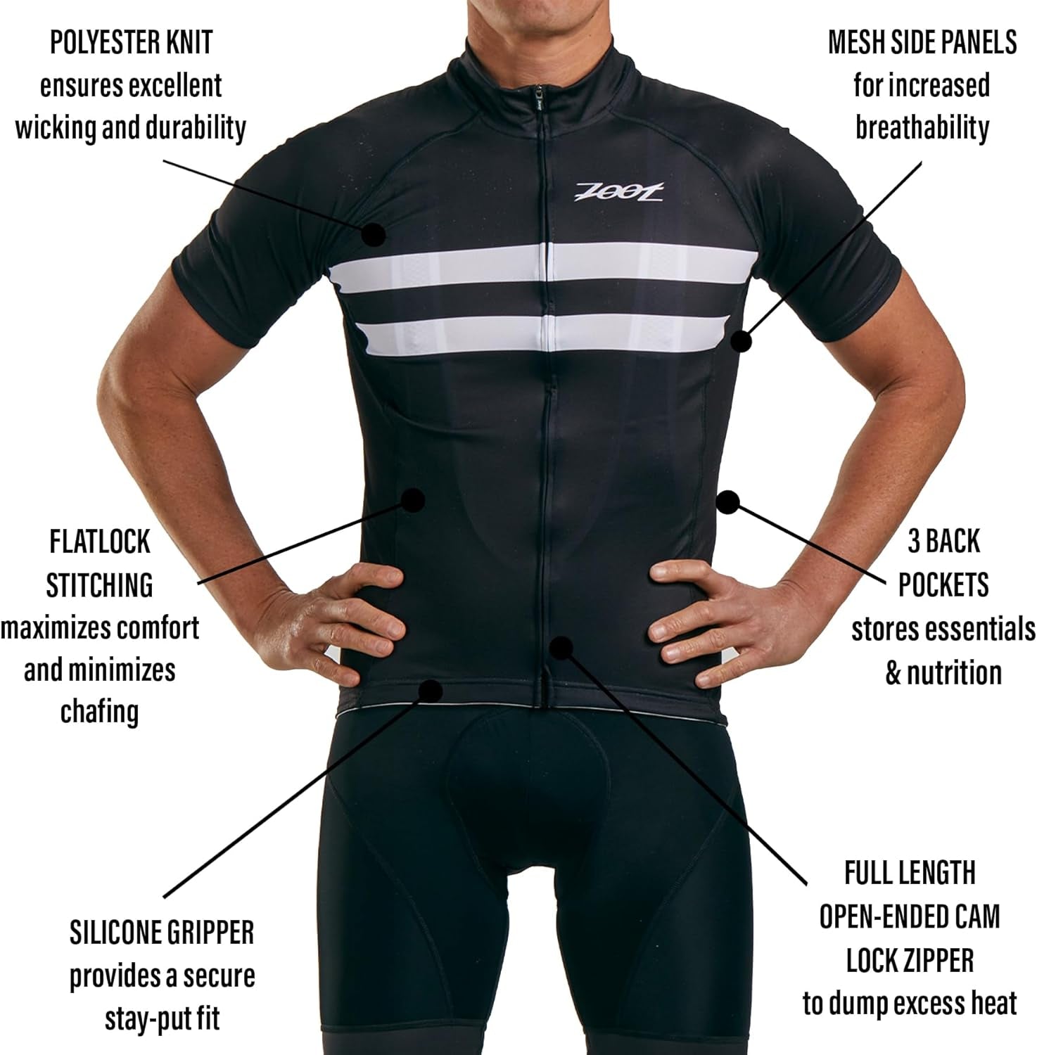 Men'S Core Cycling Jersey, Breathable Short Sleeve Road Bike Tri Jersey, Moisture Wicking, 3 Rear Pockets, UPF 30 Fabric