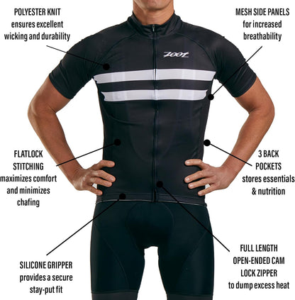 Men'S Core Cycling Jersey, Breathable Short Sleeve Road Bike Tri Jersey, Moisture Wicking, 3 Rear Pockets, UPF 30 Fabric