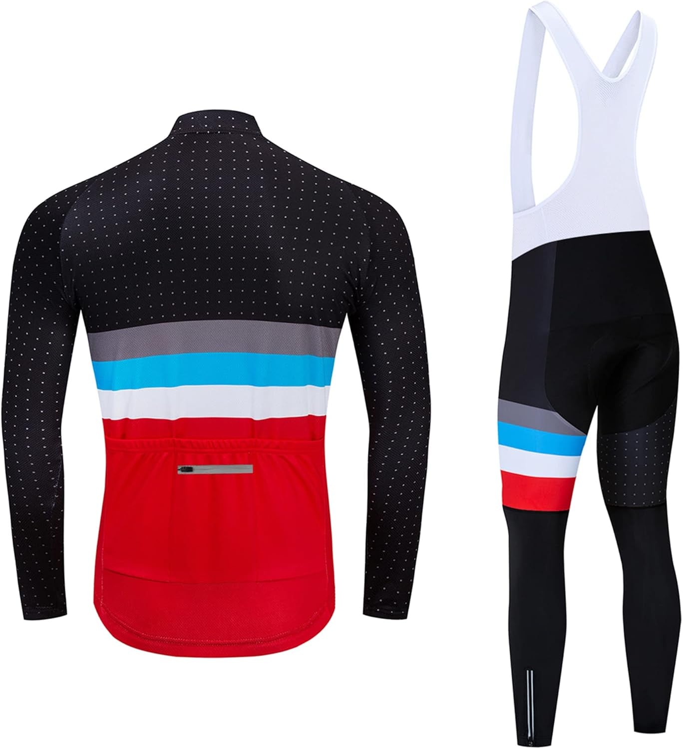 CR Men'S Cycling Clothing Set Long Sleeve Cycling Jersey Zipper Pocket Bike Outfit Cycling Bib Pants 3D Padded