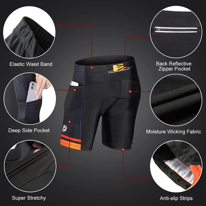 Men'S Cycling Jersey Set, Quick-Dry Bike Jersey Suits Bicycle Short Outfits Cycling Clothing Kit - 3D Padded Shorts Black Orange Small