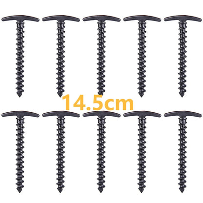 20/14.5Cm Screw-In Tent Stakes Ground Anchors M8 Carbon Steel Hexagonal Plastic Head Spiral Screws Camping Peg Ground Nails Tool