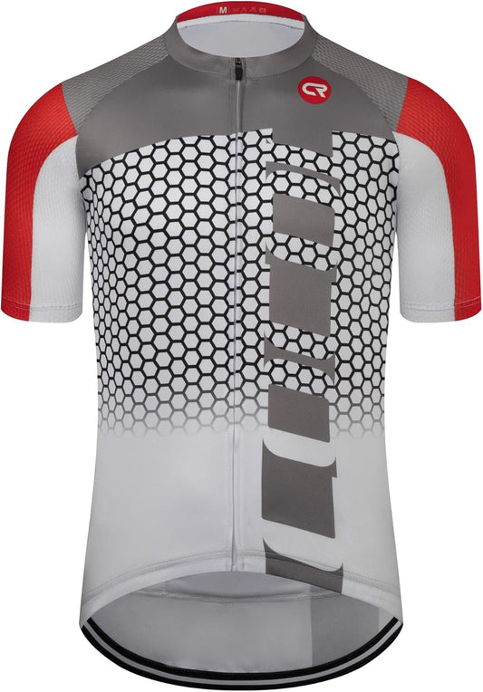 CR Mens Cycling Jersey Short Sleeve Road Bike Shirt with 3+1 Zipper Pockets Breathable Quick Dry