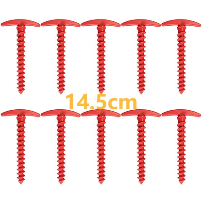 20/14.5Cm Screw-In Tent Stakes Ground Anchors M8 Carbon Steel Hexagonal Plastic Head Spiral Screws Camping Peg Ground Nails Tool